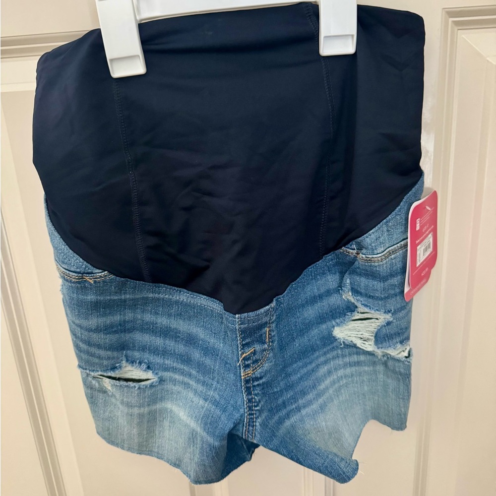 Isabel Maternity by Ingrid & Isabel Distressed Blue Jean Shorts